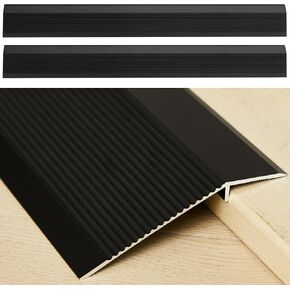 Blulu 2 Pcs Aluminum Floor Transition Strip 36 Inches Threshold Strip Threshold Ramps for Doorways Doorway Edge Trim Threshold Reducer for Doorways Height Less Than 1.6 Inches, Black