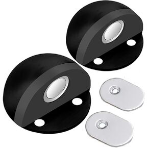 Door Stopper with Magnet, Floor Mounted Door Holder to Keep Door Open, Floor Mounted Door Stopper, Protecting Wall - Magnetic Door Stops, Stainless Steel Door Blocker with Adhesive Tape & Screws (2)
