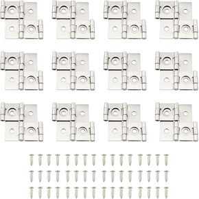 Double Acting Hinges TAODAN 12PCS 47x47mm White Nickel Double Acting Folding Screen Hinge for Kicthen Wardrobe Cabinets Door, Folding Double Acting Screen Hinge