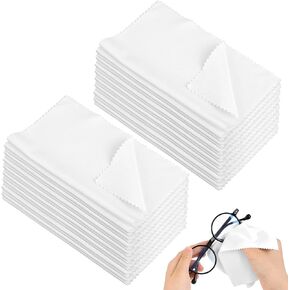 30 Pcs Microfiber Cleaning Cloths, Eyeglass Cleaning Cloth 15 X 18cm Microfibre Glasses Cleaning Cloths for Glasses, Screens, Tablets, Tv Screens, Cameras and More (White) in Saudi Arabia