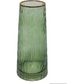 Cylinder Glass Vase with Gold Rim, for Flowers (Blue)