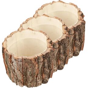 3pcs Flower Bucket Flower Pots for Indoor Plants Tree Stump Planter Pot Flower Vase Wood Bark Flower Pot Tabletop Decor Home Art Decorative Flower Pot Wooden Flower Arrangement Log