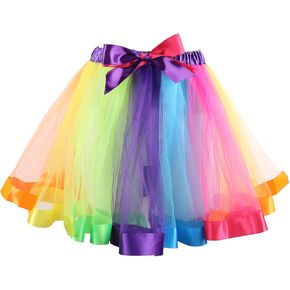 Womens Rainbow Tutu. Rainbow Skirt Dress Women Adult Tutu Colorful Tulle Party Dance Skirt Fluffy Fairy Skirt Neon Layered Tutu Skirts Ballet Dance Costume for Women Girls 80s Birthday Party Outfits