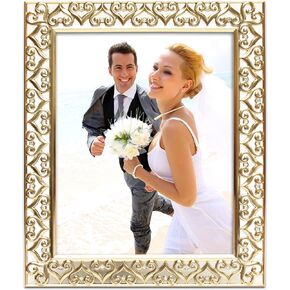 MIMOSA MOMENTS Heart Border Silver Metal 8x10 Picture Frame with Rhinestones Décor
