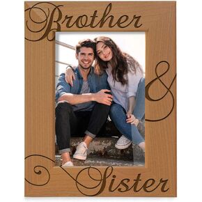 KATE POSH - Brother & Sister Engraved Natural Wood Picture Frame, Siblings Gifts, Wedding Gifts, Little Sister, Little Brother, Big Sister, Big Brother (4x6-Vertical)