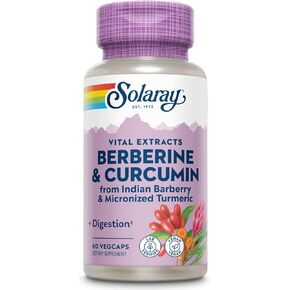 Solaray Berberine & Curcumin Root Extracts | Healthy Digestive & Cardiovascular Function Support | Lab Verified, 60-Day Guarantee - 60 Servings, 60 VegCaps