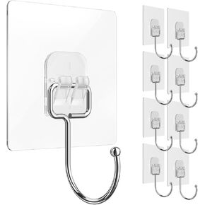 Adhesive Hooks for Hanging 33lbs Heavy Duty Towel Coat Hooks Waterproof Self Adhesive Wall Hooks for Bathroom Shower Kitchen Door Home Improvement Utility Hook