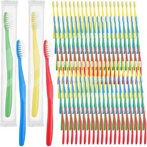 Tioncy 1000 Pieces Disposable Toothbrushes Individually Wrapped Toothbrushes Bulk Soft Bristle Tooth Brush Travel Manual Toothbrushes for Adults Camping Homeless Office School Dental Care