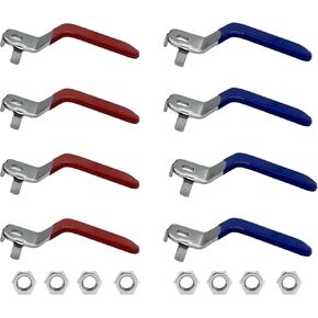 8 Pcs Iron Ball Valve Handle, Lever Handle for Replacement Quarter Turn Spigot with Hole Size 5 X 8 X 2 mm Blue and Red