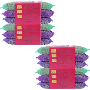 12 PCS Steel Dish Kitchen Sponge Scrubber for Kitchen Multipurpose Heavy Duty Scrub for Dishwashing Long Lasting Kitchen Sponge for Cleaning Dishes, Pans, Pots and Hard Stains, Color Random