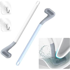 Long Handled Golf Toilet Brush，Flexible Silicone Toilet Bowl Cleaning Brush，Wall-Mounted 360 ° Non-Dead Angle Toilet Cleaning Brush (Black and Green)