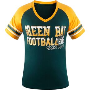Womens Football Fans Athletic City Raglan T-Shirts - Green & Yellow
