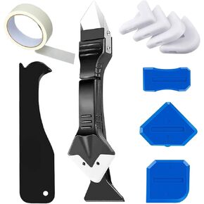 Caulk Finishing Tool Caulking Finishing Tool Silicone Caulking Tool,Multifunctional 3 in 1 Caulking Tool Caulk Remover Tool Sealant Glass Glue Angle Scraper,for Bathroom,Sink Joint(11 Pcs)