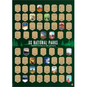 The Original US National Parks Scratch Off Poster with Scratching Tool,Gift-Ready Damage-Proof Tube Package,National Park Passport Book Companion,US Travel Map Accessory,Me Time Joy