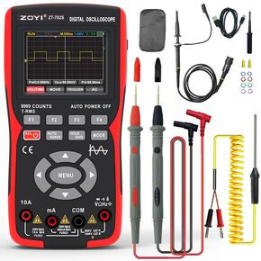 702S 2in1 Oscilloscope Multimeter with Voltmeter, 2.8" Display, 9999 Counts, ±400V Input, Diode Tester & Handheld Automotive Oscilloscope Multimeter