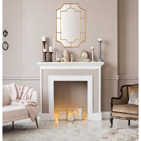 Creative Co-Op Art Deco Metal Framed Wall Mirror, Gold