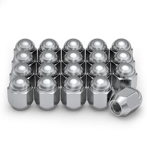 White Knight M12x1.25 Lug Nuts for Select Nissan Frontier, Rogue, Cube, Juke, Leaf, Murano, Quest, Versa and Many More.. Factory Style Black Chrome Dome Top Acorn – WN11406BK-20AM (20 Pack)
