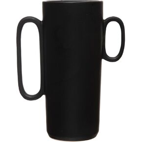Bloomingville Decorative Flower Asymmetrical Handles Vase, Black