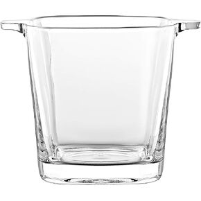 Glass - Ice Bucket - 5.7" H - By Barski - European Quality Glass - Square Shaped - with Two Handles - Made in Europe