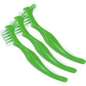 TCS Fresh Dental Appliance Cleaning Soft Bristle Toothbrush with Ergonomic Handle, 3 Pack - Denture Cleaner Brush for Retainers, Mouth Guards, and Flexible Partials (3 Toothbrushes)