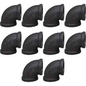 DSDS 20 PACK 1/2" Pipe Fitting Elbow, Rustic Industrial Style Black Malleable Iron Pipe Elbow for Home Decor