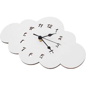 VOSAREA Cloud Shaped Silent Wall Clock Wooden Wall Clock for Nursery Kids Room