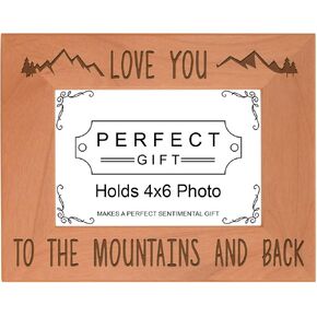 ThisWear Mountain Frame Love You to The Mountains Back Wood Engraved 4x6 Landscape Picture Frame