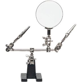 AORAEM Helping Hands Magnifier with Dual Adjustable Alligator Clips in 2.5x Magnifying Glass Soldering Station for Crafting, Hobby, Micro Objects (Not Include Battery)