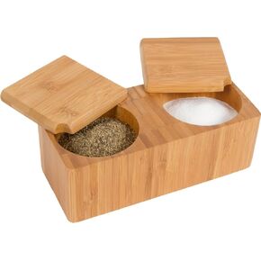 KitchInspirations Bamboo Salt and Pepper Box, 1 Count (Pack of 1), Tan