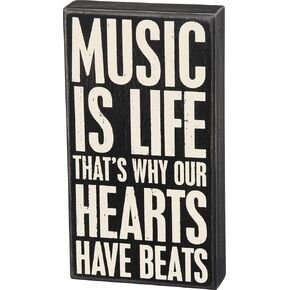 Primitives by Kathy 27305 Classic Box Sign, 6 x 11-Inches, Music is Life