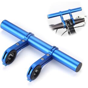 7.87"" Bike Handlebar Extender, Double Aluminum Alloy Bicycle Handlebar Extender for Flashlight Holder Bicycle Accessories with Screwdriver for Bicycle Speedometer Light, Blue
