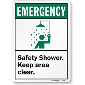 SmartSign “Emergency - Safety Shower, Keep Area Clear" Sign | 7" x 10" Plastic