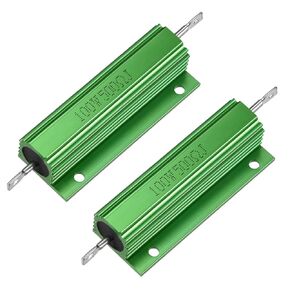 uxcell 2 Pcs Aluminum Case Resistor 100W 500 Ohm Wirewound Green for LED Replacement Converter 100W 500RJ