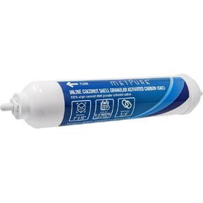 In line Water Filter for IceMaker, Refrigerator, Water Filtration System, Coffee Maker 2" x 10" x 1/4" OD FIP Female Thread GAC Coconut Shell Granular Activated Carbon Post Filter