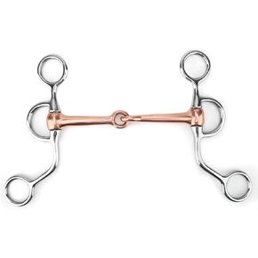 Horse Snaffle, Horse Chew Snaffle Stainless Low Leverage Steel Copper Roller Loose Mouth Snaffle Bit Copper Winding Stiff-Bit Copper Wire Wrapped Mouth