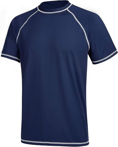 TENEMT Men’s UPF 50+ Rash Guard Short Sleeves Swim Shirts Athletic Beach Workout Swimwear Loose Fit in Saudi Arabia