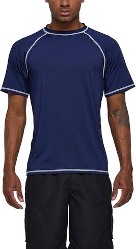 TENEMT Men’s UPF 50+ Rash Guard Short Sleeves Swim Shirts Athletic Beach Workout Swimwear Loose Fit in Saudi Arabia