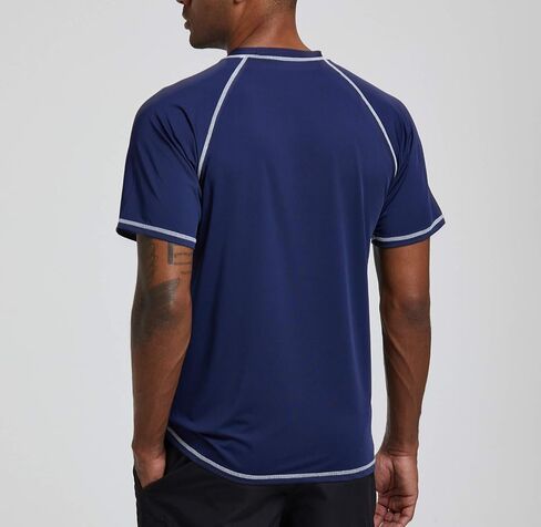 TENEMT Men’s UPF 50+ Rash Guard Short Sleeves Swim Shirts Athletic Beach Workout Swimwear Loose Fit in Saudi Arabia