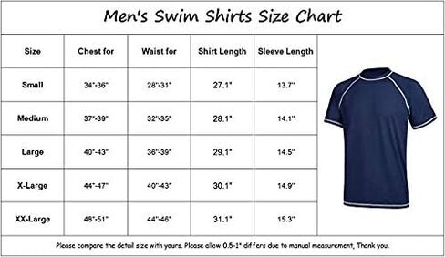 TENEMT Men’s UPF 50+ Rash Guard Short Sleeves Swim Shirts Athletic Beach Workout Swimwear Loose Fit in Saudi Arabia