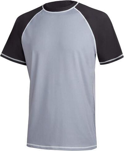 TENEMT Men’s UPF 50+ Rash Guard Short Sleeves Swim Shirts Athletic Beach Workout Swimwear Loose Fit in Saudi Arabia