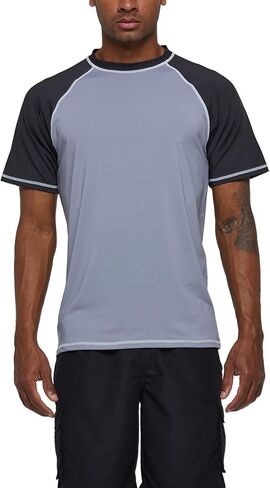 TENEMT Men’s UPF 50+ Rash Guard Short Sleeves Swim Shirts Athletic Beach Workout Swimwear Loose Fit in Saudi Arabia