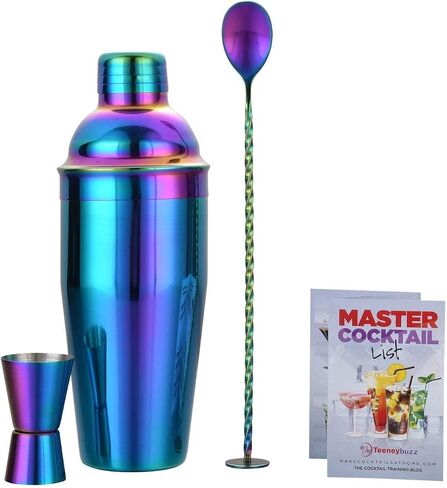 24 oz Cocktail Shaker Bartender Set, Stainless Steel Martini Shaker with Built-in Bartender Strainer & Popular Cocktail Recipes Booklet, Professional Bartender Tool for Home or Bar in Saudi Arabia