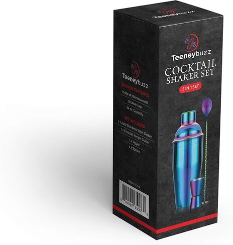 24 oz Cocktail Shaker Bartender Set, Stainless Steel Martini Shaker with Built-in Bartender Strainer & Popular Cocktail Recipes Booklet, Professional Bartender Tool for Home or Bar in Saudi Arabia