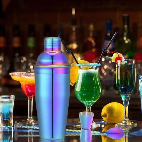 24 oz Cocktail Shaker Bartender Set, Stainless Steel Martini Shaker with Built-in Bartender Strainer & Popular Cocktail Recipes Booklet, Professional Bartender Tool for Home or Bar in Saudi Arabia