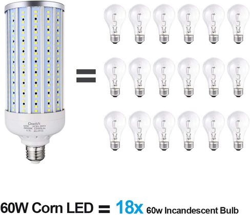 60 Watt LED Corn Light Bulb(500W Equivalent),5500 Lumen 6500K,Cool Daylight White LED Street and Area Light,E26/E27 Medium Base,for Outdoor Indoor Garage Factory Warehouse High Bay Barn and More in Saudi Arabia