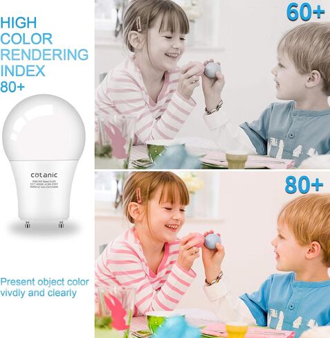 لمبة الإضاءة Cotanic GU24 4000K ضوء النهار A19 LED لمروحة السقف، 2 لمبات إضاءة شوكية مع قاعدة قفل ملتوية GU24 9W 60W CFL بديلة، 900LM، غير قابلة للتعتيم، 4 عبوات in Saudi Arabia