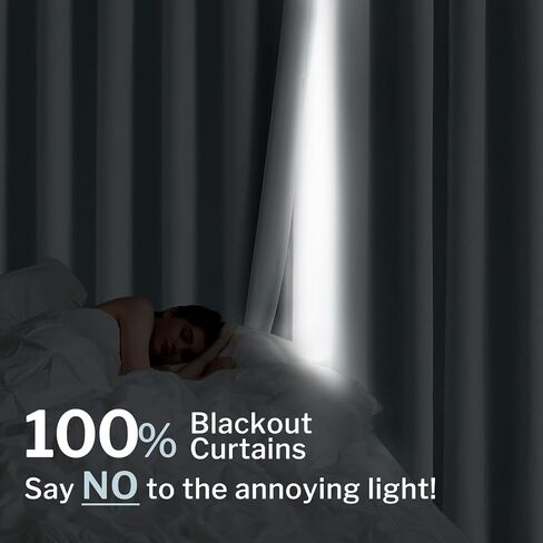Light Blue 100% Blackout Curtains for Bedroom, Thermal Insulated Linen Look Grommet Window Curtain Drapes with Black Back for Living Room, 52 x 63 Inch Length, 2 Panels in Saudi Arabia
