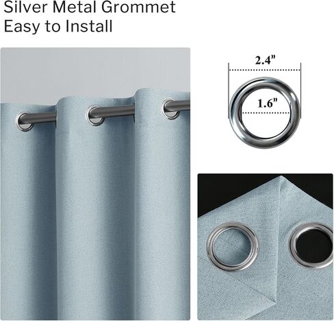 Light Blue 100% Blackout Curtains for Bedroom, Thermal Insulated Linen Look Grommet Window Curtain Drapes with Black Back for Living Room, 52 x 63 Inch Length, 2 Panels in Saudi Arabia