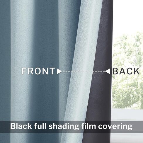 Light Blue 100% Blackout Curtains for Bedroom, Thermal Insulated Linen Look Grommet Window Curtain Drapes with Black Back for Living Room, 52 x 63 Inch Length, 2 Panels in Saudi Arabia