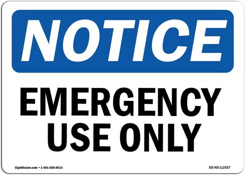 OSHA Notice Sign - Emergency Use Only | Vinyl Label Decal | Protect Your Business, Construction Site, Warehouse & Shop Area | Made in the USA, 5" X 3.5" Decal in Saudi Arabia